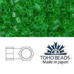 Japanese Toho Seed Beads Tube Hex 8/0 Transparent Peridot TH-08-7