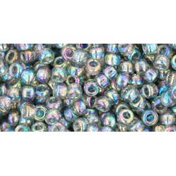 Japanese Toho Seed Beads Tube Round 8/0 Transparent-Rainbow Black Diamond TR-08-176