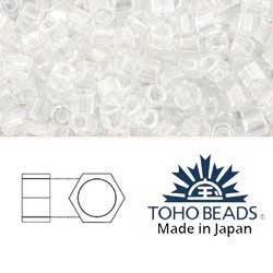 Japanese Toho Seed Beads Tube Hex 8/0 Transparent-Rainbow Crystal TH-08-161