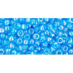 Japanese Toho Seed Beads Tube Round 8/0 Transparent-Rainbow Dk Aqua TR-08-163B