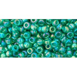 Japanese Toho Seed Beads Tube Round 8/0 Transparent-Rainbow Dk Peridot TR-08-164B