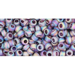 Japanese Toho Seed Beads Tube Round 8/0 Transparent-Rainbow Frosted Amethyst TR-08-166CF