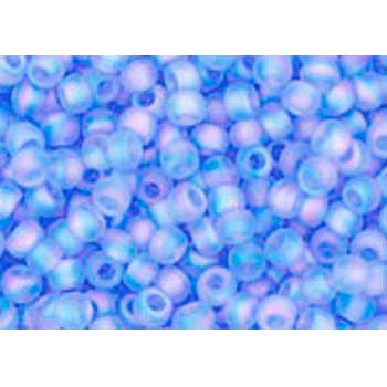 Japanese Toho Seed Beads Tube Round 11/0 Transparent-Rainbow Frosted Lt Sapphire TR-11-168F