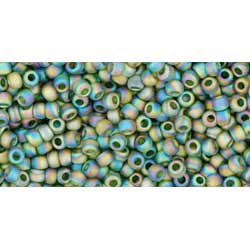 Japanese Toho Seed Beads Tube Round 11/0 Transparent-Rainbow Frosted Olivine TR-11-180F