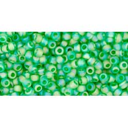 Japanese Toho Seed Beads Tube Round 11/0 Transparent-Rainbow Frosted Peridot TR-11-167F