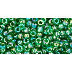Japanese Toho Seed Beads Tube Round 8/0 Transparent-Rainbow Grass Green TR-08-167B