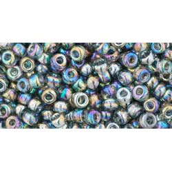 Japanese Toho Seed Beads Tube Round 8/0 Transparent-Rainbow Gray TR-08-176B