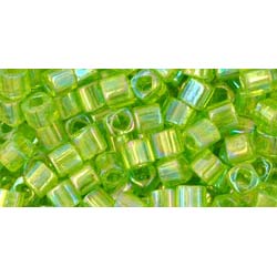 Japanese Toho Seed Beads 3mm Cube Transparent-Rainbow Lime Green TC-03-164
