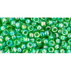Japanese Toho Seed Beads Tube Round 8/0 Transparent-Rainbow Peridot TR-08-167