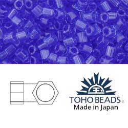 Japanese Toho Seed Beads Tube Hex 8/0 Transparent Sapphire TH-08-942
