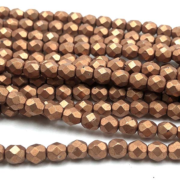 Czech Faceted Round Firepolished Glass Beads 6mm (25) ColorTrends: Saturated Metallic Hazel