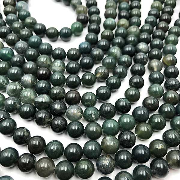 Agate Moss Natural Beads Round 8mm - 1 Strand