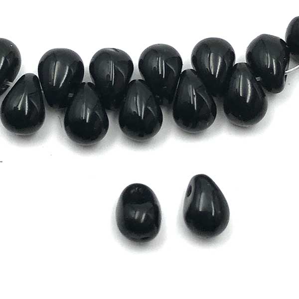 Czech Glass Beads Drop Tiny 4x6mm (50) Black