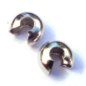 Crimp Cover Beads Brass LARGE 7x7x5mm (50) Platinum Silver