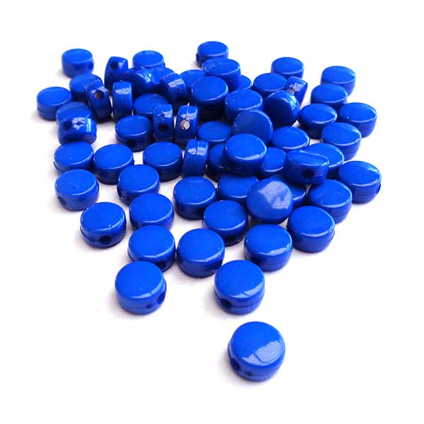 Acrylic Beads Flat Round Solid Colour 4x8mm (100) Dark Blue