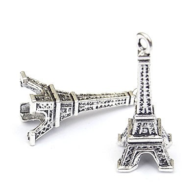 Cast Metal Pendant Eiffel Tower 44x17mm (1) Antique Silver