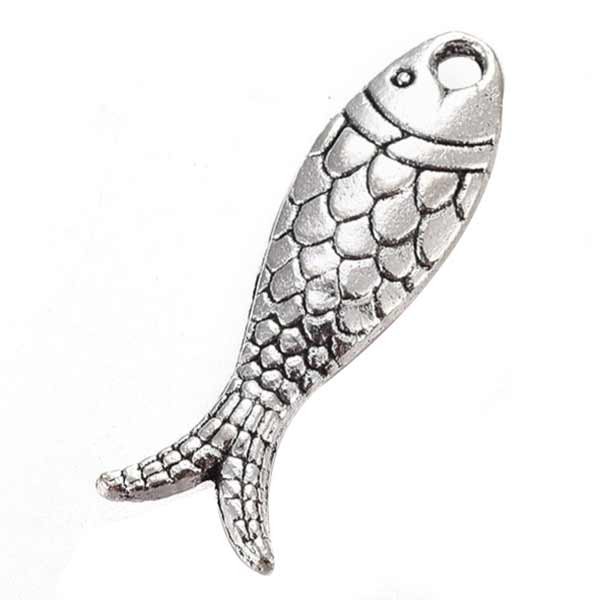 Cast Metal Charm Fish 23x7mm (10) Antique Silver