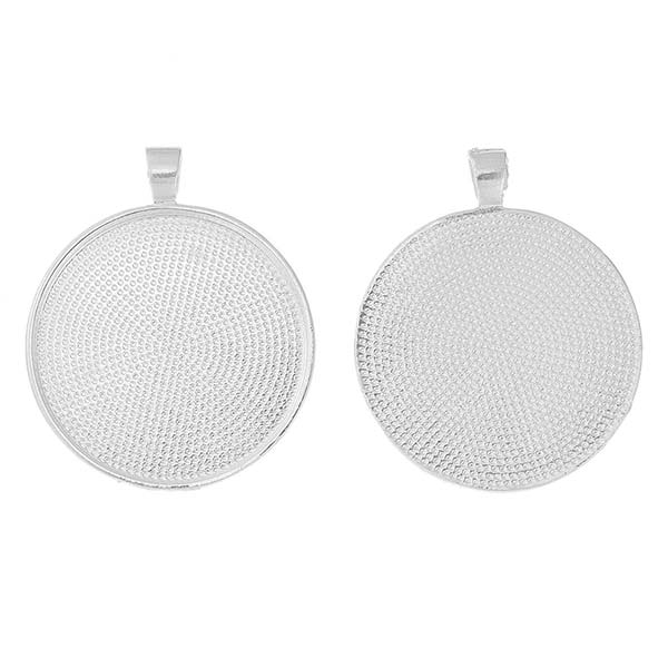 Setting Fits 40mm Round Plain Cast Metal (1) Silver Bright