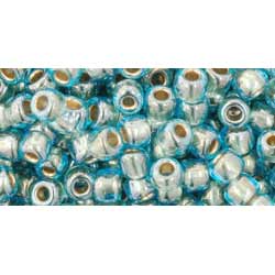 Japanese Toho Seed Beads Tube Round 6/0 Gold-Lined Aqua TR-06-990