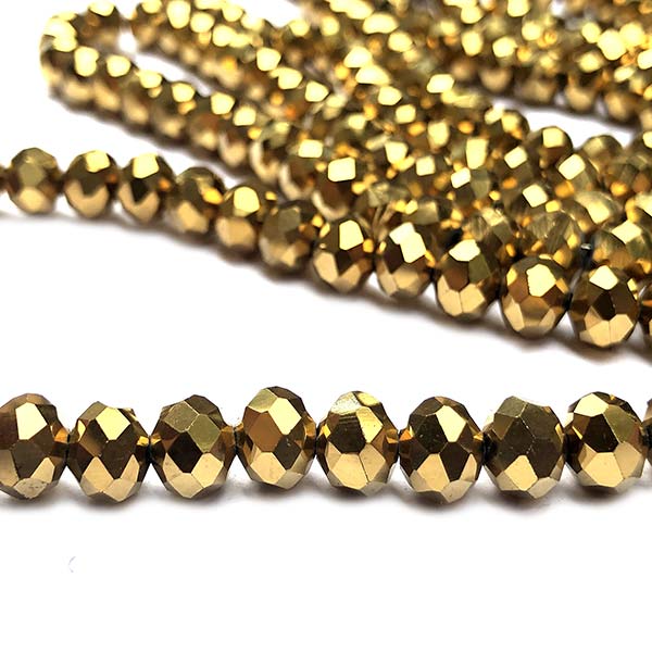 Imperial Crystal Bead Rondelle 4x6mm (95) Metallic Electroplated Gold