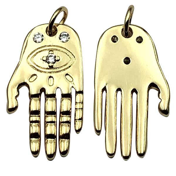 Cast Metal Pendant Hand with Eye Brass 25x14mm (1) 18k Gold Plate