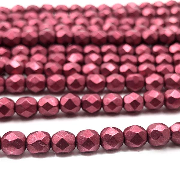 Czech Faceted Round Firepolished Glass Beads 6mm (25) ColorTrends: Sueded Gold Lily Pad