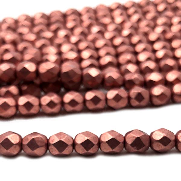 Czech Faceted Round Firepolished Glass Beads 6mm (25) ColorTrends: Sueded Gold Lantana