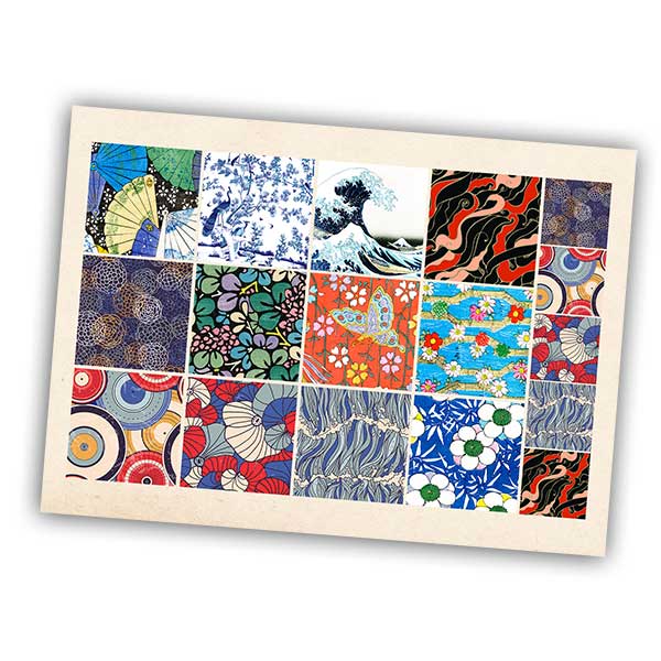 Printed Collage Sheet Vintage Japanese 30mm Squares - 150gsm Coated Paper