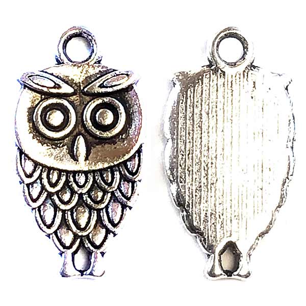 Cast Metal Charm Owl Small 18x10mm (10) Antique Silver