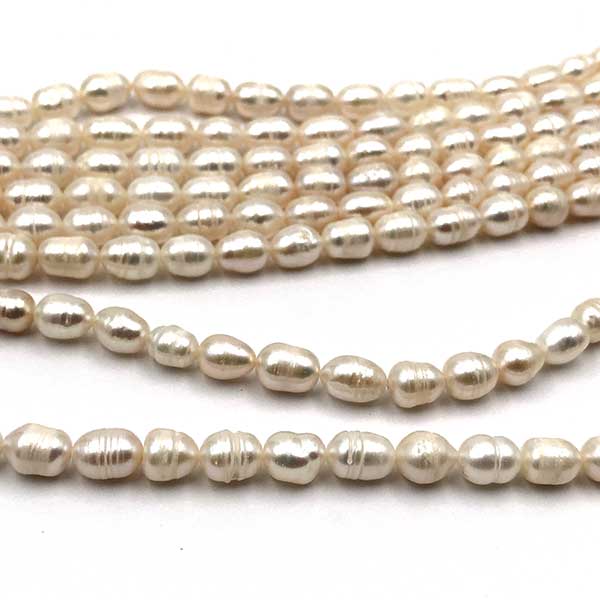 Pearl Cultured Freshwater Oval 6-7mm - 1 strand - Grade A Natural