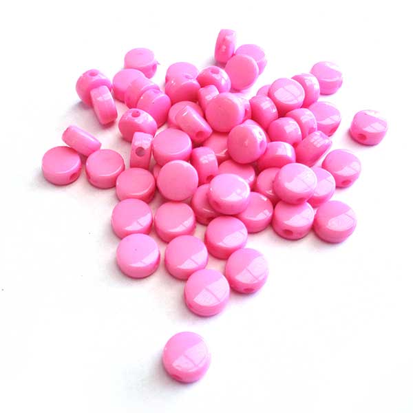 Acrylic Beads Flat Round Solid Colour 4x8mm (100) Pink