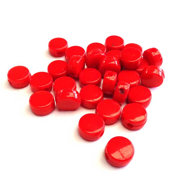 Acrylic Beads Flat Round Solid Colour 4x8mm (100) Red
