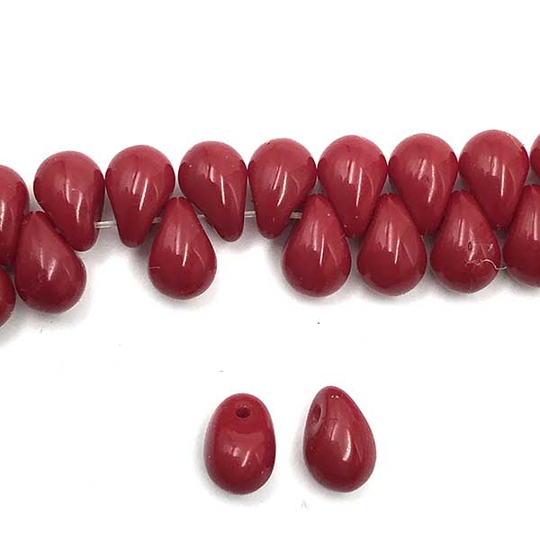 Czech Glass Beads Drop Tiny 4x6mm (50) Red