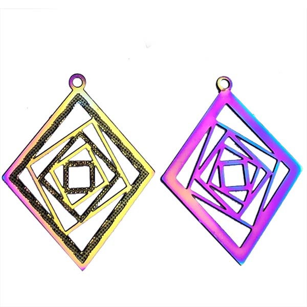 Stainless Steel 201 Charm Thin Rhombus 28x22mm  (2) Multi-color