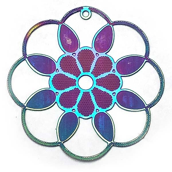 Stainless Steel 201 Charm Thin Flower Round 33mm (2) Multi-color