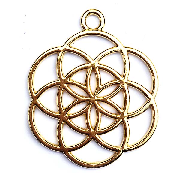 Cast Metal Pendant Seed of Life Meditation Simple 42x34mm (1) Gold