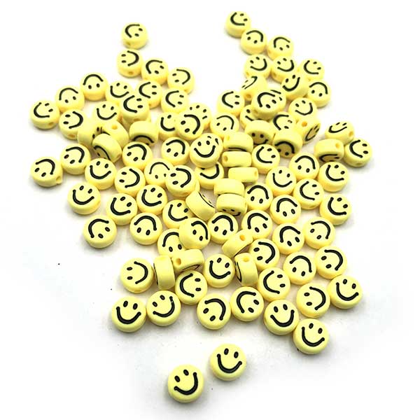 Acrylic Bead Smiley Face 7mm (100) Yellow