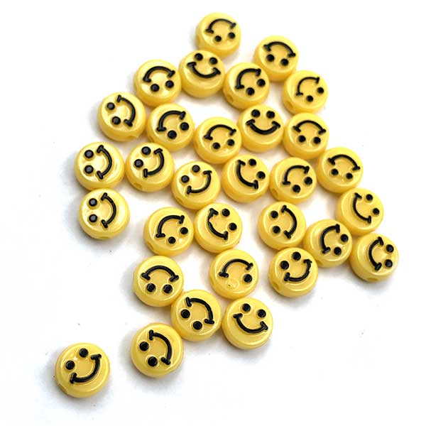 Acrylic Bead Smiley Face 10mm (50) Yellow