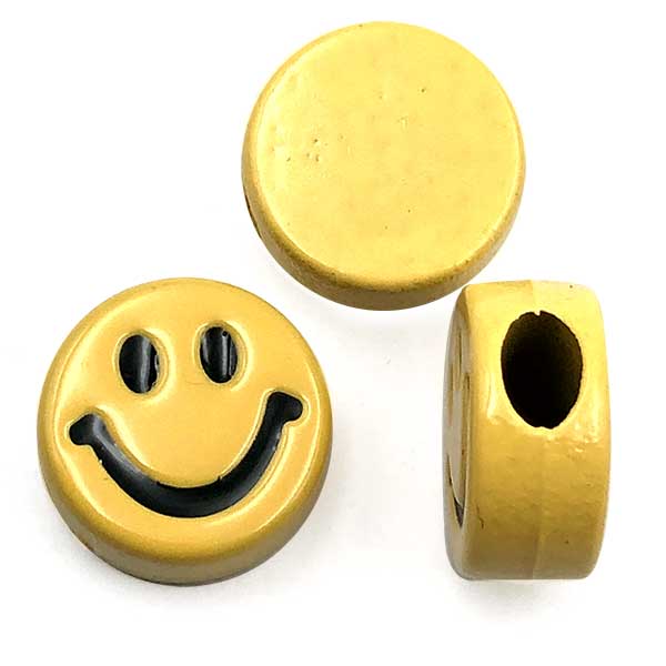 Acrylic Bead w/Enamel Smiley Face 12mm (20) Yellow