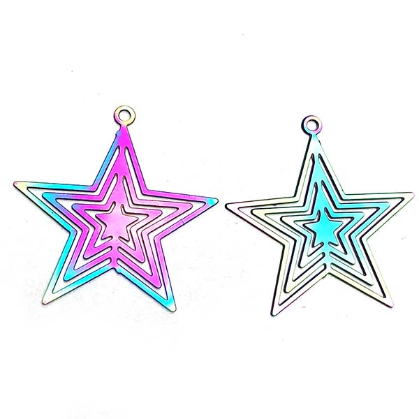 Stainless Steel 201 Charm Thin Star 23x22mm (2) Multi-color