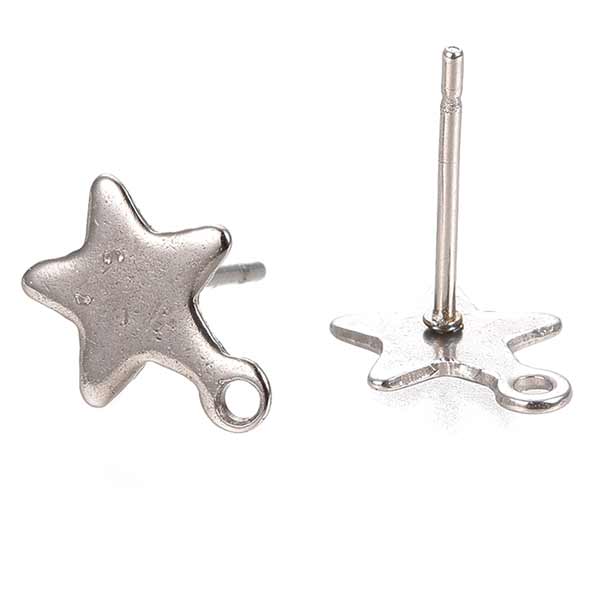 Ear Stud Star Surgical Stainless Steel 10x8mm - 1 Pair