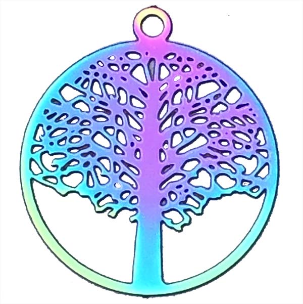 Stainless Steel 201 Charm Thin Tree 23x20mm (2) Multi-color