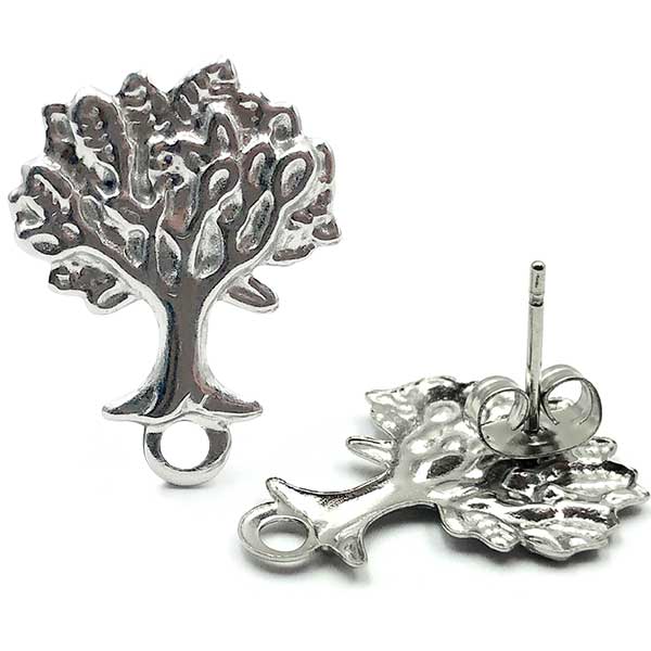 Ear Stud Tree Surgical Stainless Steel 22x17mm - 1 Pair - Includes Backs