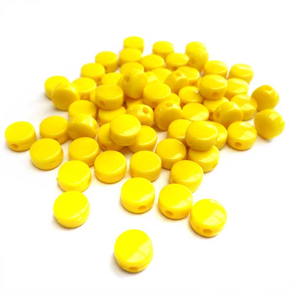 Acrylic Beads Flat Round Solid Colour 4x8mm (100) Yellow