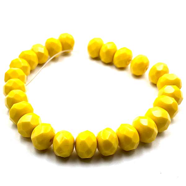 Czech Glass Beads Rondelle 9x6mm (25) Opaque Yellow