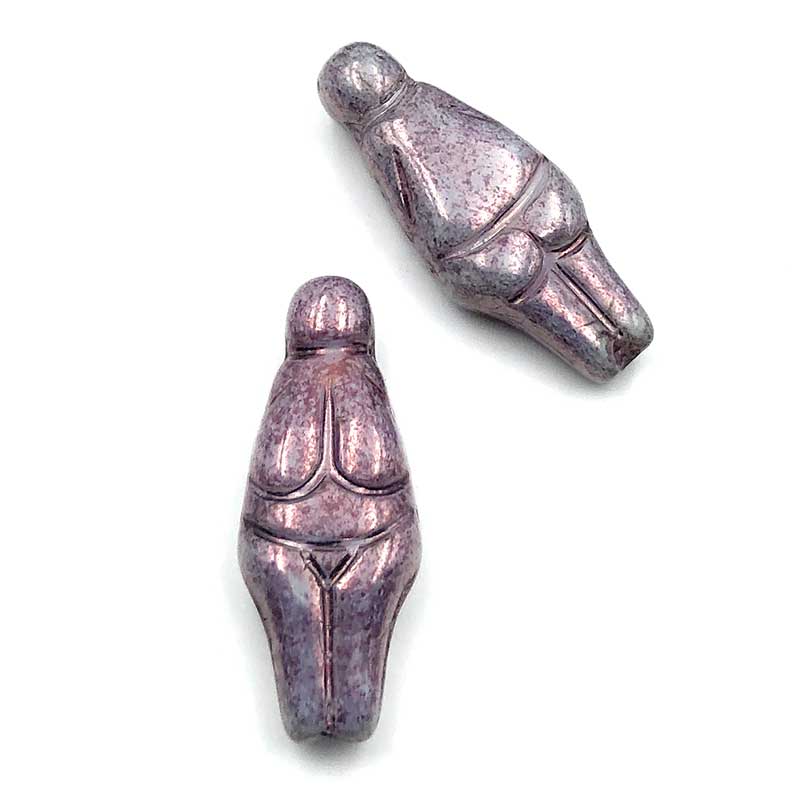 Czech Glass Beads Goddess 25x10mm (1) Purple Luster