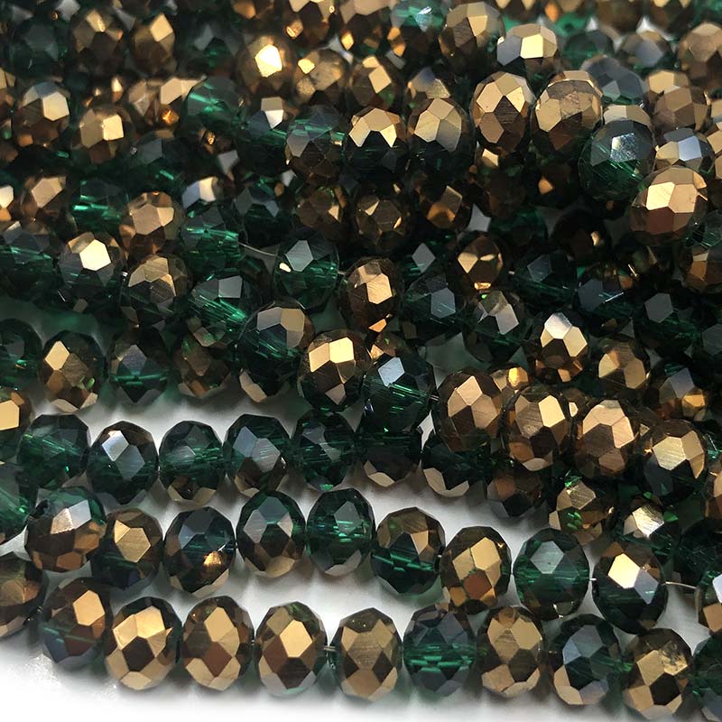 Imperial Crystal Bead Rondelle 4x6mm (90) Emerald w/Half Metallic Copper