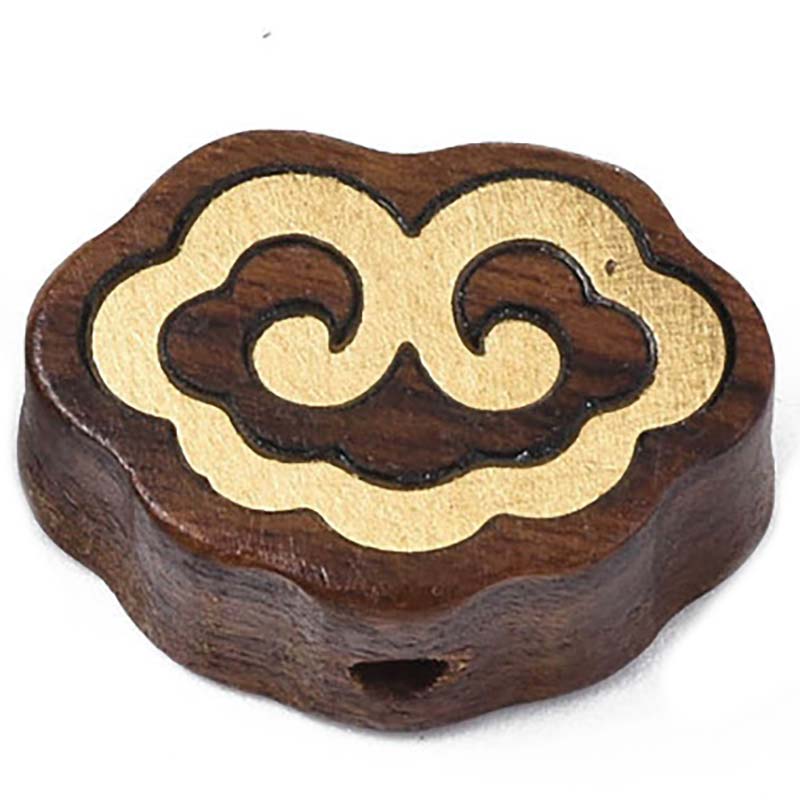 Rosewood Bead Brass Cloud Outline 11x16mm (1) Natural