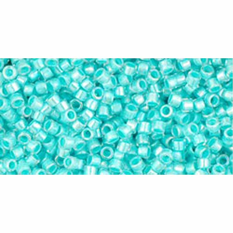 Japanese Toho Seed Beads Tube Treasure #1 11/0 Cylinder Pale Turquoise-Lined Crystal RainbowTT-01-793