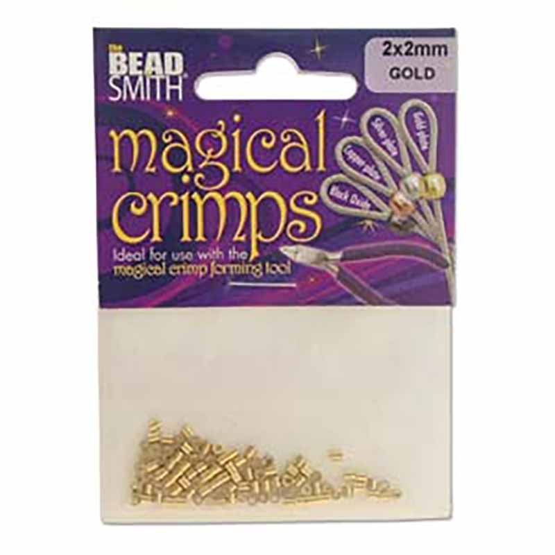 Magical Crimp Beads Tube 2x2mm (100) Gold